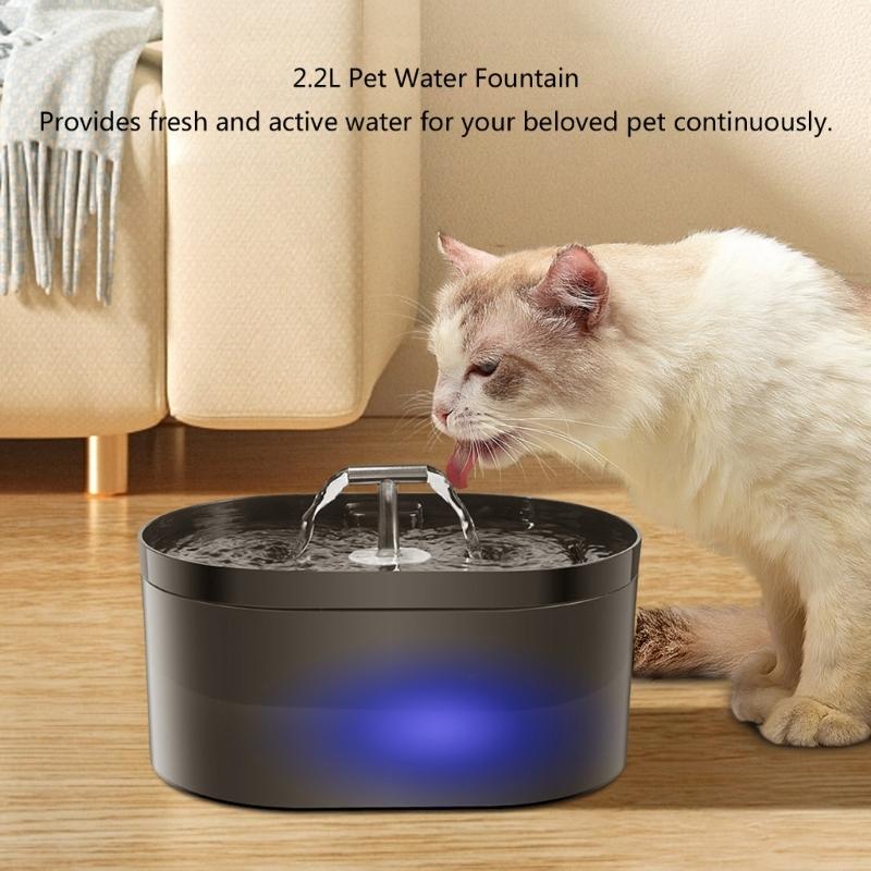 T Shape Outlet Pet Water Dispenser 2.2L Quiet Operations Food Grade Plastic Pet Water Fountain Hydrations Systems
