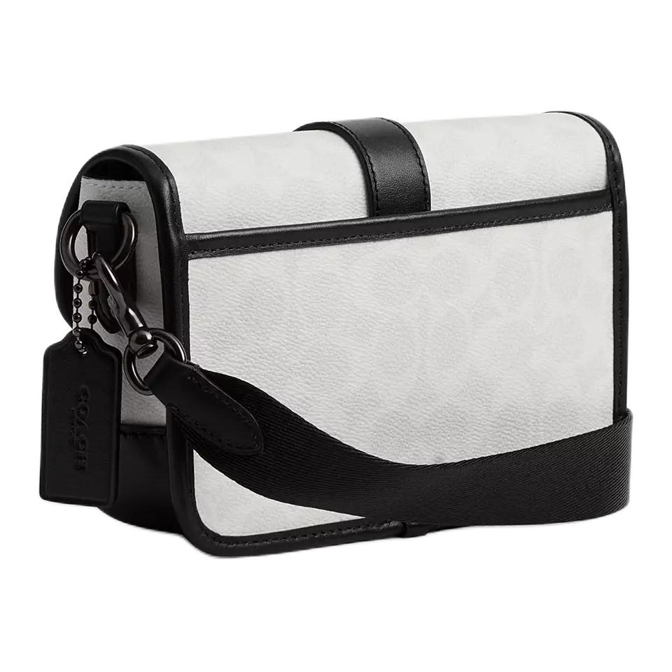 Coach League 19 Classic Print Coated Canvas And Calfskin Crossbody Shoulder Bag Small Men Bags Black White CY990-XTP