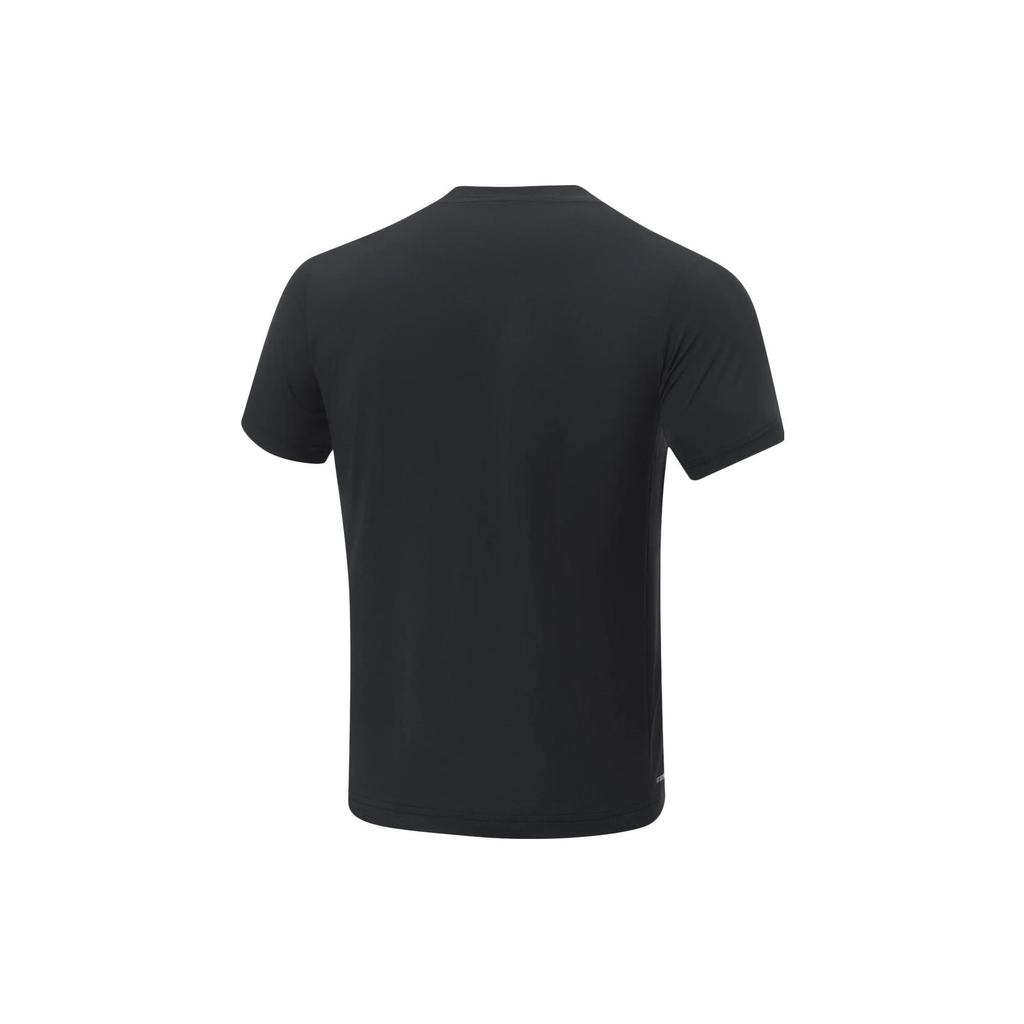 Li Ning Fitness Series Buchstabenlogo Print Ice Feel Feuchtigkeitstransport Kurzarm T-Shirt Herren Tops Schwarz ATST577-1