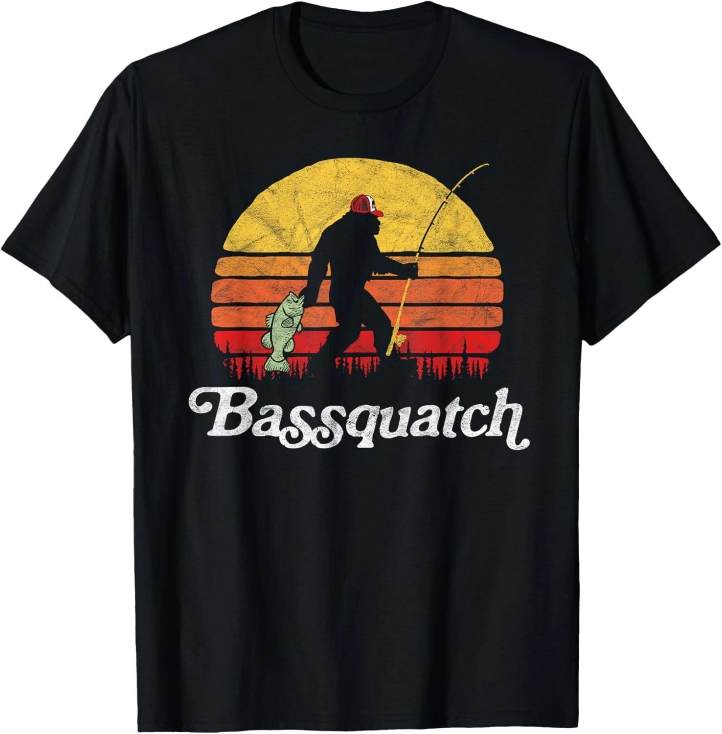 Bassquatch_ Funny Bigfoot Fishing Outdoor Retro Gift Unisex T-Shirt S
