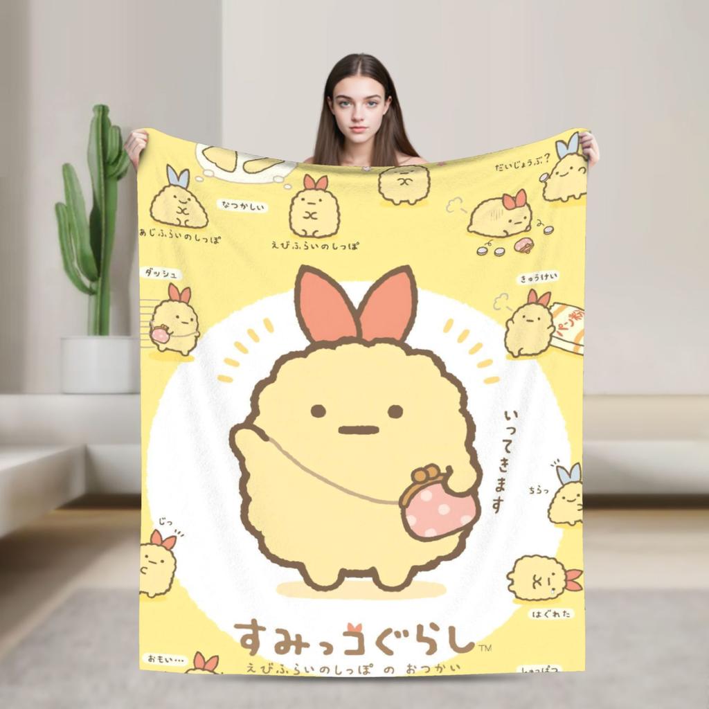 Sumikko Gurashi Cartoon Flannel Throw Blanket Shirokuma Penguin for Bedspread Knitted Blanket Car Lightweight Multifunction