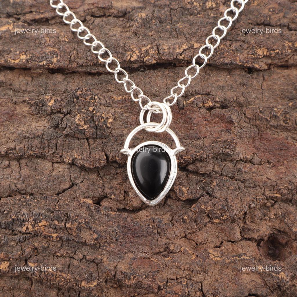 Mothers Day Sale Black Tourmaline Gemstone 925 Sterling Silver Unique Pendant PP-56-24