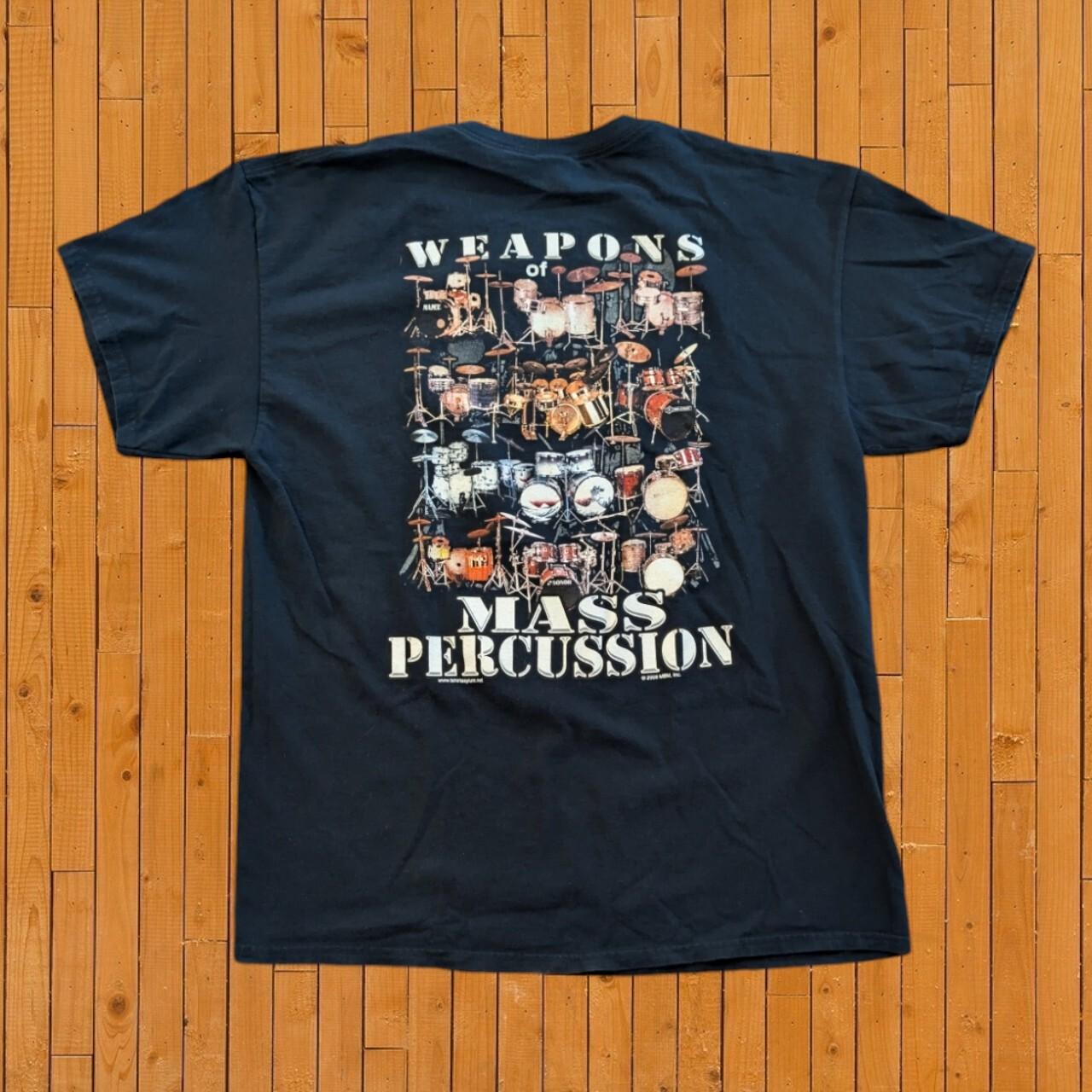 Y2K Drummer Musician Weapons Of Mass Percussion Graphic Drum Large Shirt Unisex T-Shirt XL
