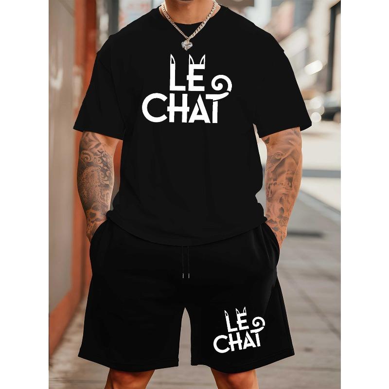 

European Size Men s latest trendy short-sleeved T-shirts summer fashion print European and American men casual sports loose short-sleeved T-shirts M чорний