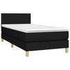 Boxspringbett mit Matratze & LED Schwarz 90 x 190 cm Stoff