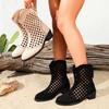 British Style Women's Summer Breathable Hollow Mid-Heel Martin Boots, 2026 Arrival, Plus Size, Pointed Toe, Retro Design