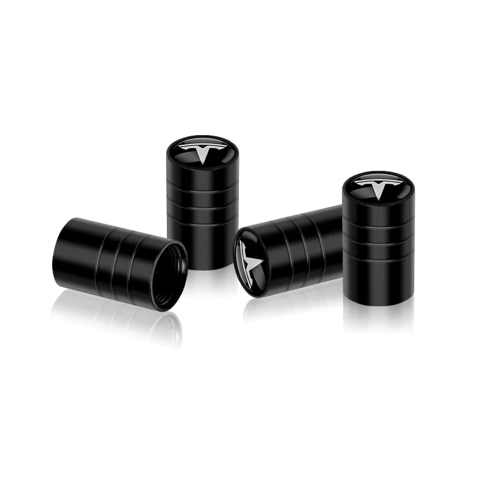 Bilklistermärke Tesla 4 st Bilhjul Däckventilhatt Nylon Nyckelring Snöre Nyckelringar För Tesla WYE Invader Juguete Modell 3 Y S X Spa