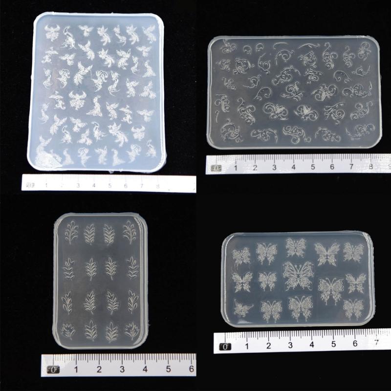 3D Nail Art Mold with Variety of Patterns Template Carving Sticker Stencil Tools Moulds for Nail Enthusiasts and Salons