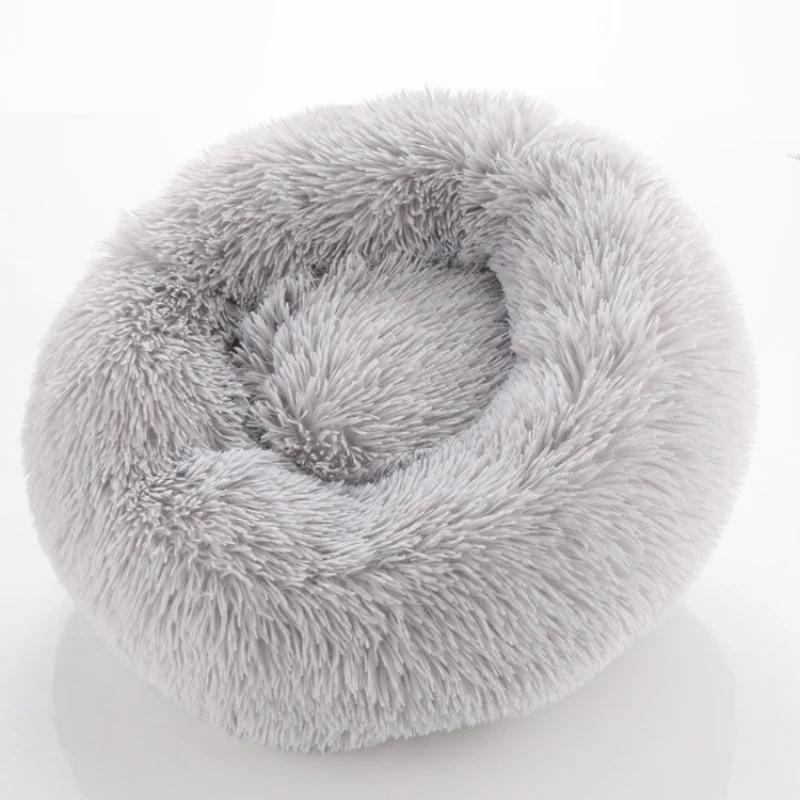40-100cm Round Cat Bed Pet Bed Kennel Non-Slip Winter Warm Dog Kennel Sleeping Long Plush Soft Puppy Cushion Mat Cat Supplies