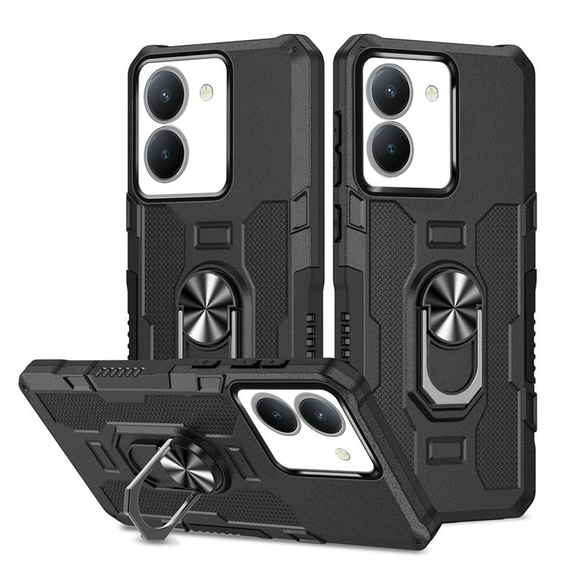 KEYSION Stoßfestes Panzergehäuse für VIVOV Y27 4G Y36 5G, Silikon + PC-Metallringständer, Telefonrückseite für VIVO Y02 Y02A Y02T Y02S