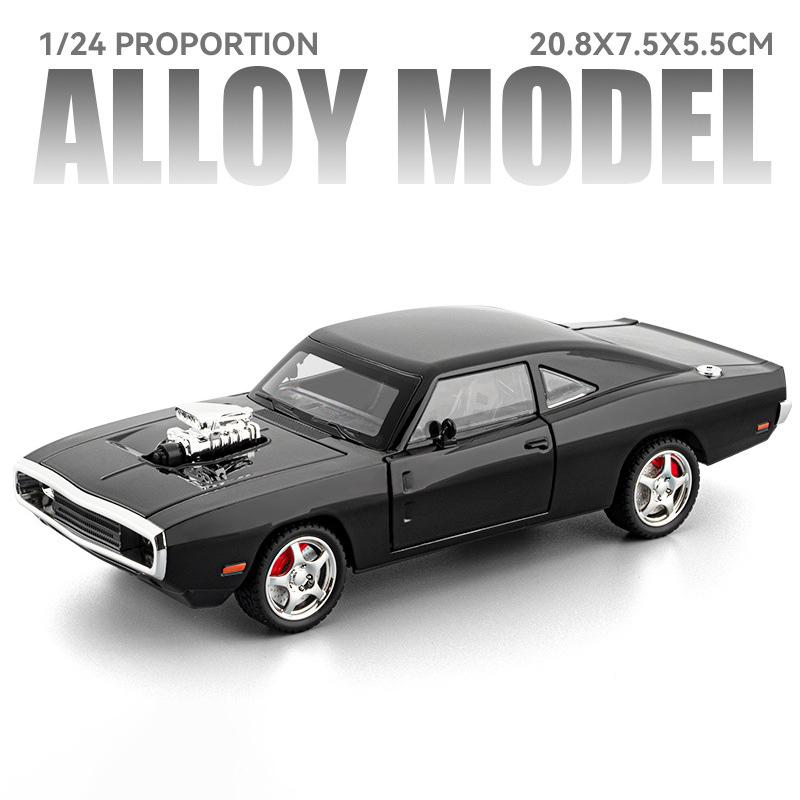 Nieuw 1:24 Oplader 1970 Muscle Car Legering Auto Model Geluid En Licht Terugtrekken Kinderspeelgoed Verzamelingen Verjaardagscadeau