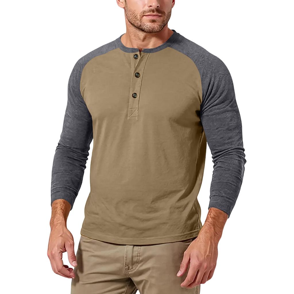 Men's Casual Solid Color Buckle Quick Dry Shoulder  Long Sleeved