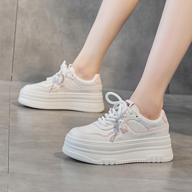 

Женская обувь со скрытой платформой, маленькие белые туфли, женские весенне-осенние новые низкие дышащие туфли на толстой подошве, увеличивающие рост, повседневная обувь 38