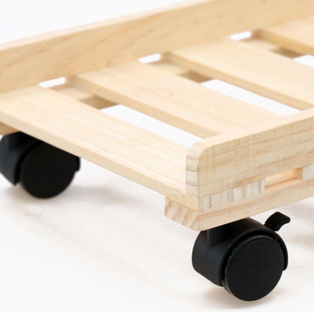 With Brake Storage Rack Wooden Chassis Tray Home Decor Desktop Computer Host Bracket  Indoor