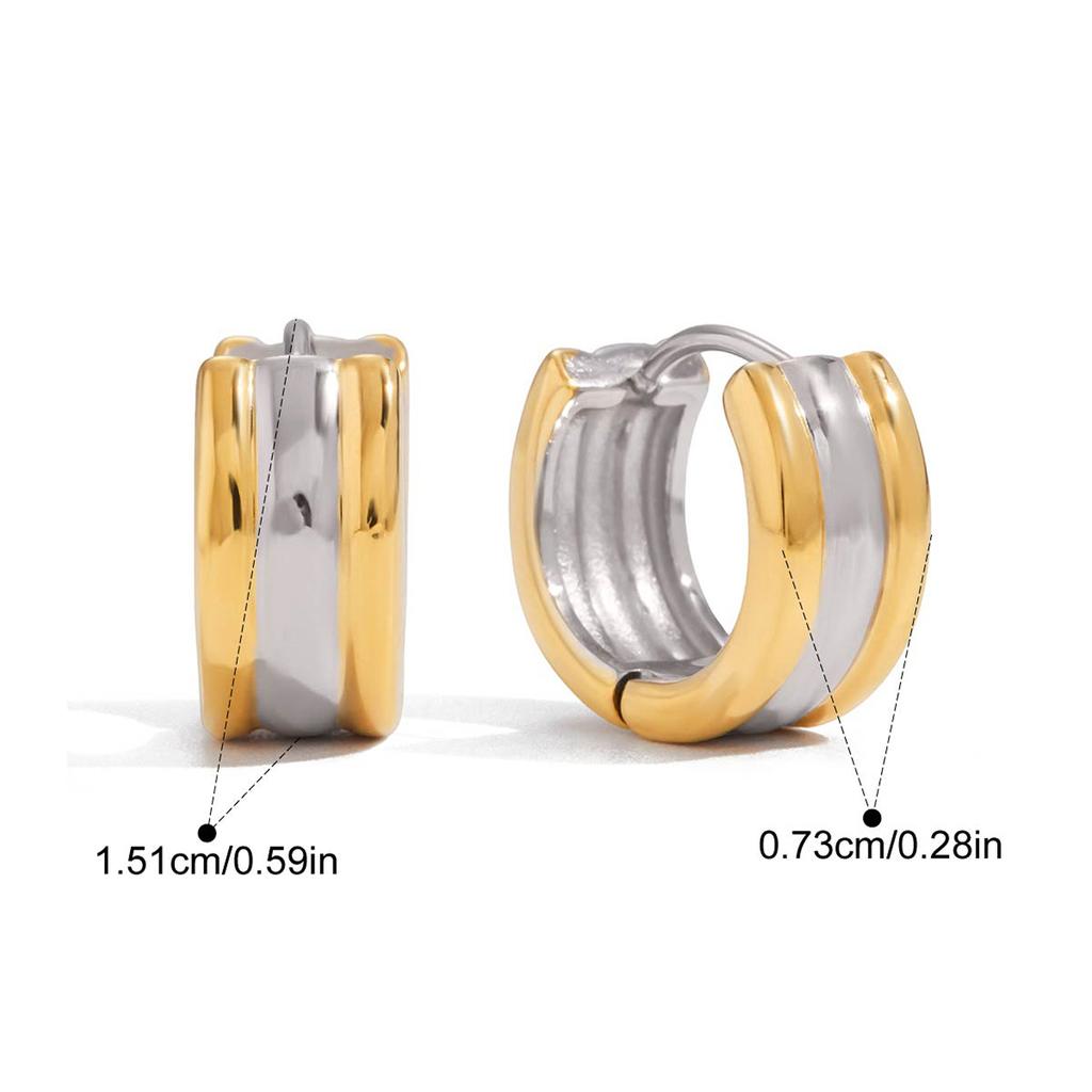 Yori Gold Silver Mix Color Wide Three Layer Earrings for Women 18K Gold Waterproof Plated Versatile Daily Jewelry Bijoux