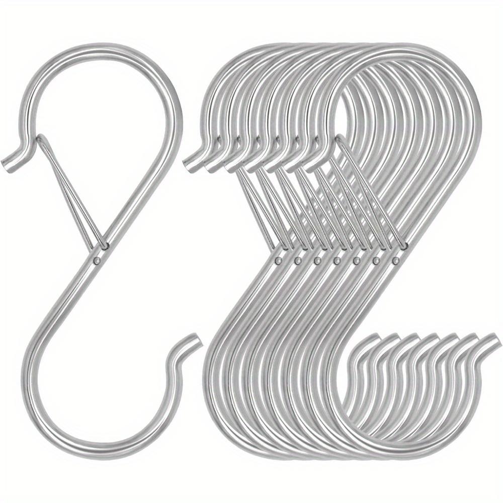 20pcs Set S-Shape Hooks with Safety Buckle Heavy Duty Black Closet Hooks Kitchen Pot Rack Hooks Multi-function Metal S Hooks