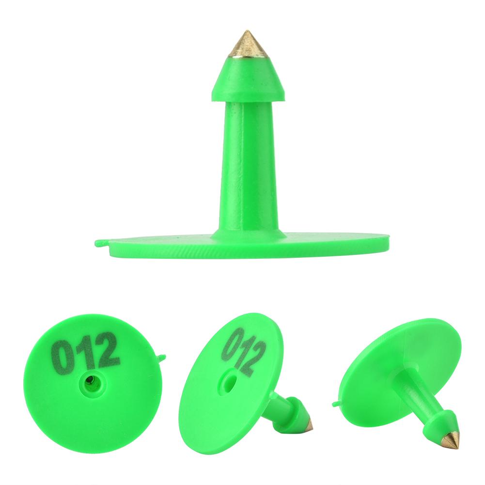 1 100 Number Round Plastic Livestock Ear Tag Animal Tag for Goat Sheep Pig (Green)