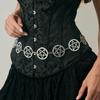 Fashion Metal Round Hollow Pentagram Waist Chain Female, Hip Hop Personality Geometric Splicing Body Chain