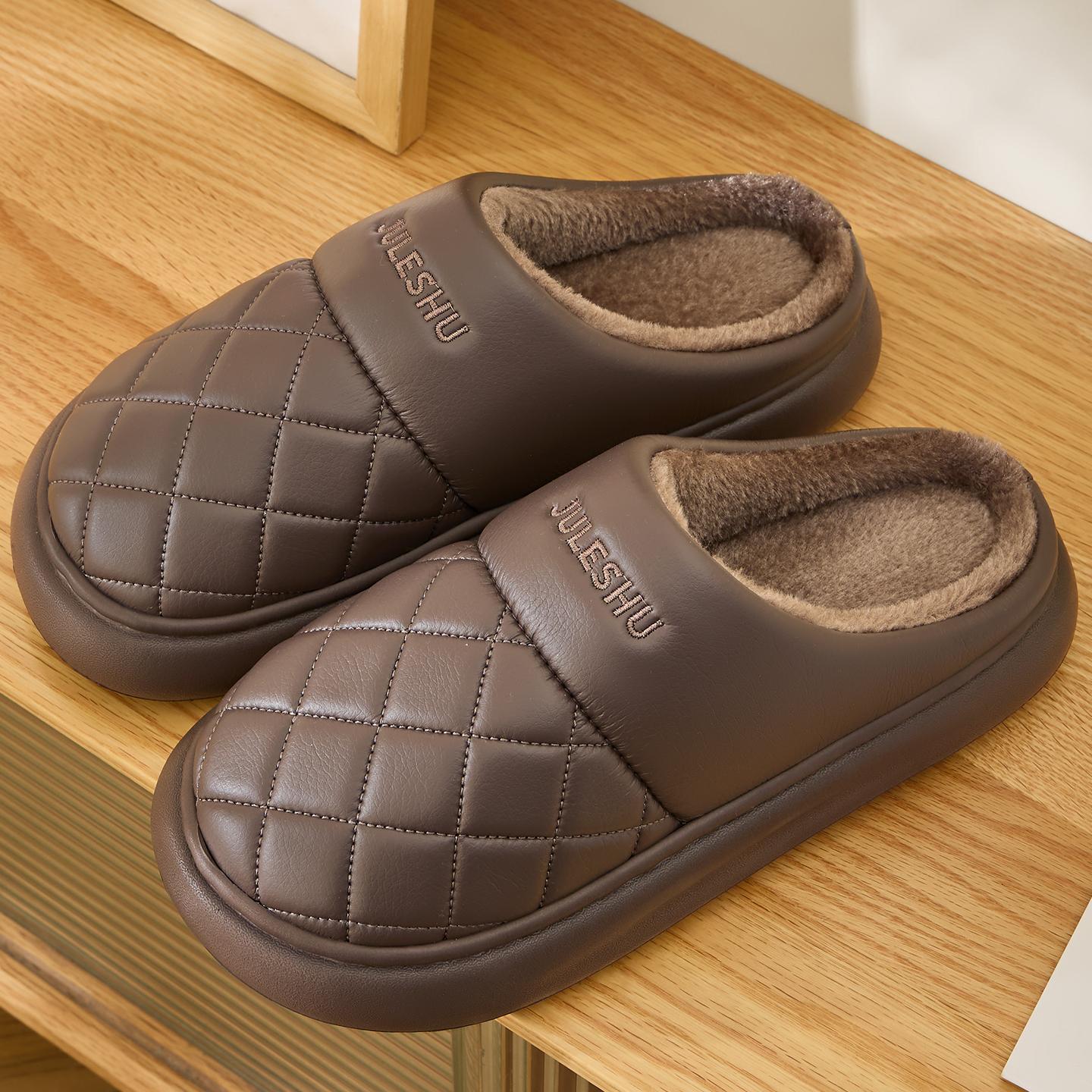 

Зимние женские домашние тапочки плюшевые теплые с толстой подошвой шлепанцы дышащие мягкие нескользящие тапочки для дома и улицы мужские повседневные тапочки 40-41 коричневый