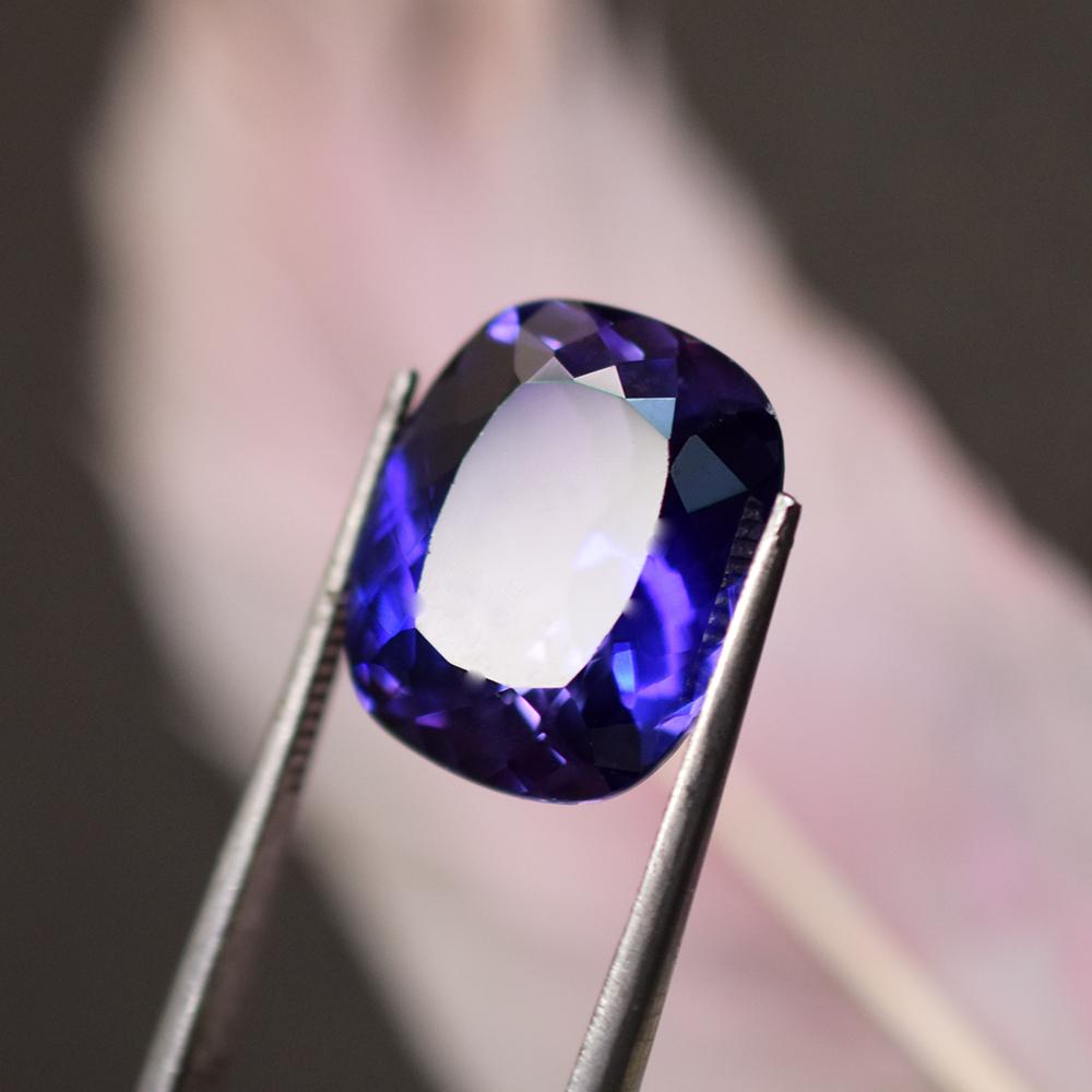 Natural Purple Sapphire Loose Gemstone Quality 12.35 ct Treated Verified Cushion for Jewelry Designs