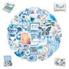 50 Blue Coastal Graffiti Stickers for Water Bottles & Luggage - Waterproof Decorative Decals