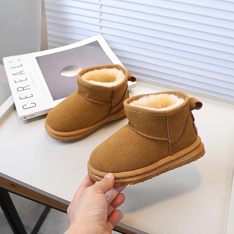 Zimowe Buty Śniegowce dla Dzieci Outdoor Wszechstronne Modne Buty dla Chłopców Jednokolorowe Codzienne Buty Dziecięce dla Dziewczynek Czarne Brązowe Antypoślizgowe