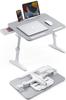 Sanwa Direct Low-Profile Folding Computer Desk, Work Desk, 60cm Wide X 40cm Deep, with Bedside Table, Gray, 100-MR191