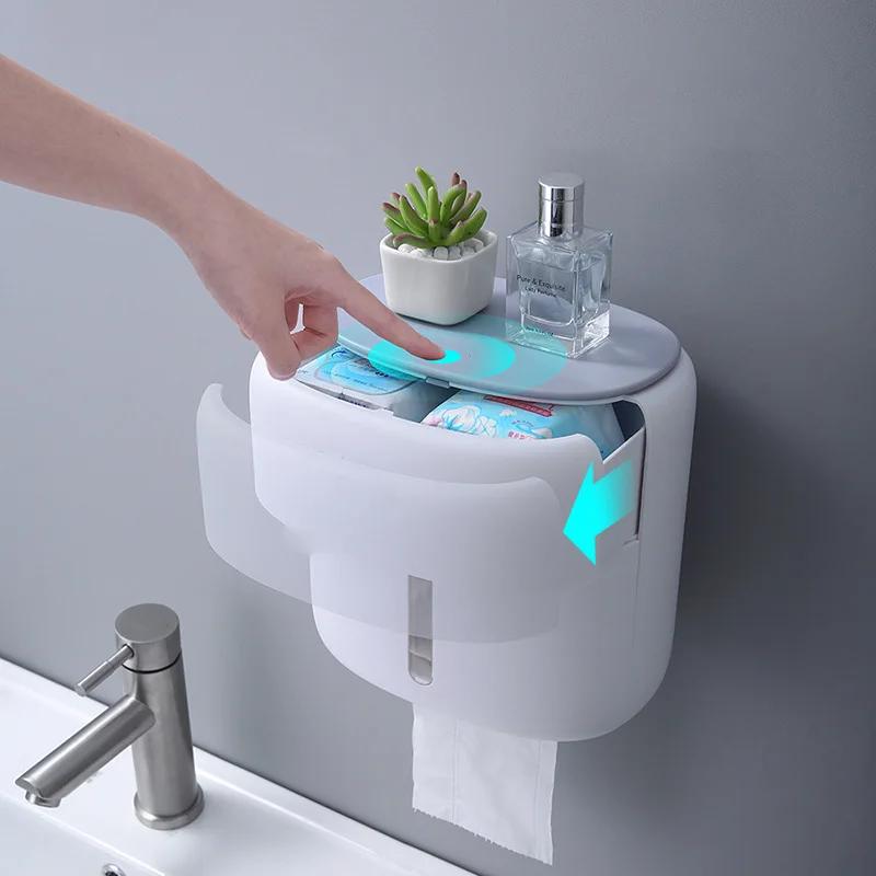 Paper towel rack storage rack suction box wall mounted waterproof roll paper rack without punching bathroom accessories