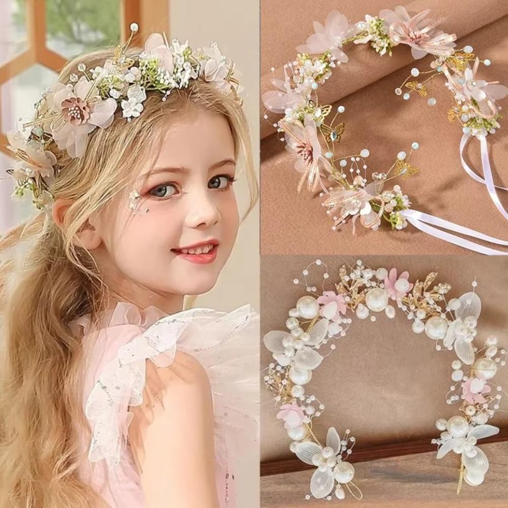 Elegant Flower Wreath Headband Imitated Pearl Head Wreath  Girls Adult Hair Accessories