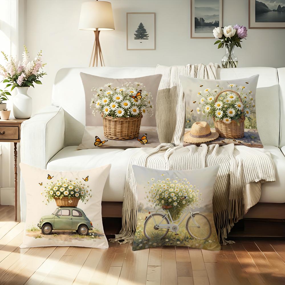 1/4pcs Floral Pillow Covers with Charming Designs Sofa cushion cover home bedroom room decoration