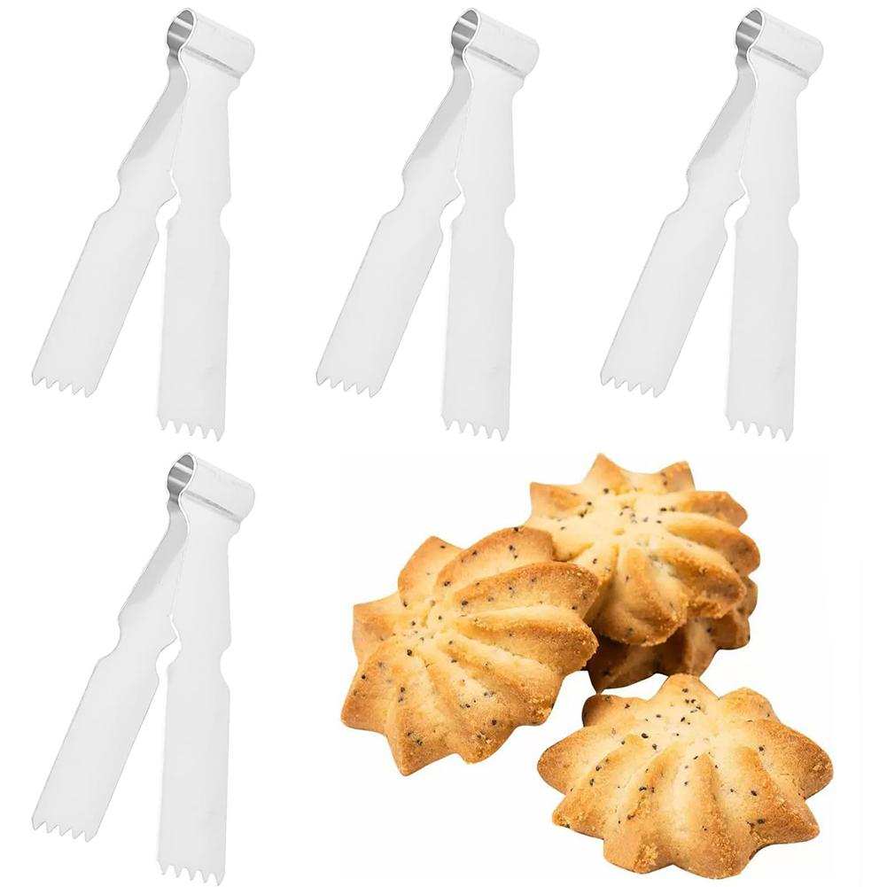 Pastry Tweezers Tongs 4 Pcs Stainless Steel Dough Crimper Tool for Creating Decorative Edges on Pies and Pastries