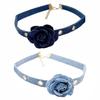 Mode Denim Halskette Choker für Frauen Halsband Kragen Blume Rose Sommer Winter Choker Club Party Sexy Schmuck