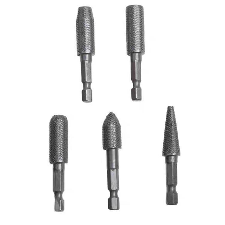 5Pcs Drill Bit Rotary Rasp File Set for Woodworking Cutter Wood Carving Tool Carpentry Wood Cutting Tool Bit Set