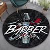 Barber Shop Round Mat - Soft Polyester Neon Design with Scissors & Razor, Perfect for Home, Office & Outdoor Decor