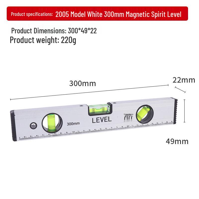 High-Precision Magnetic Spirit Level - Cast Aluminum, Strong Magnet, Multiple Specifications, Professional Measuring Tool for Home Use.