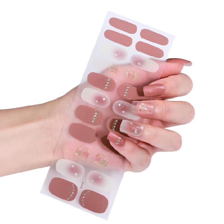 22Pcs Self-Adhesive Warm Color Nail Polish Sticker Full Nail Wraps for Nail Art