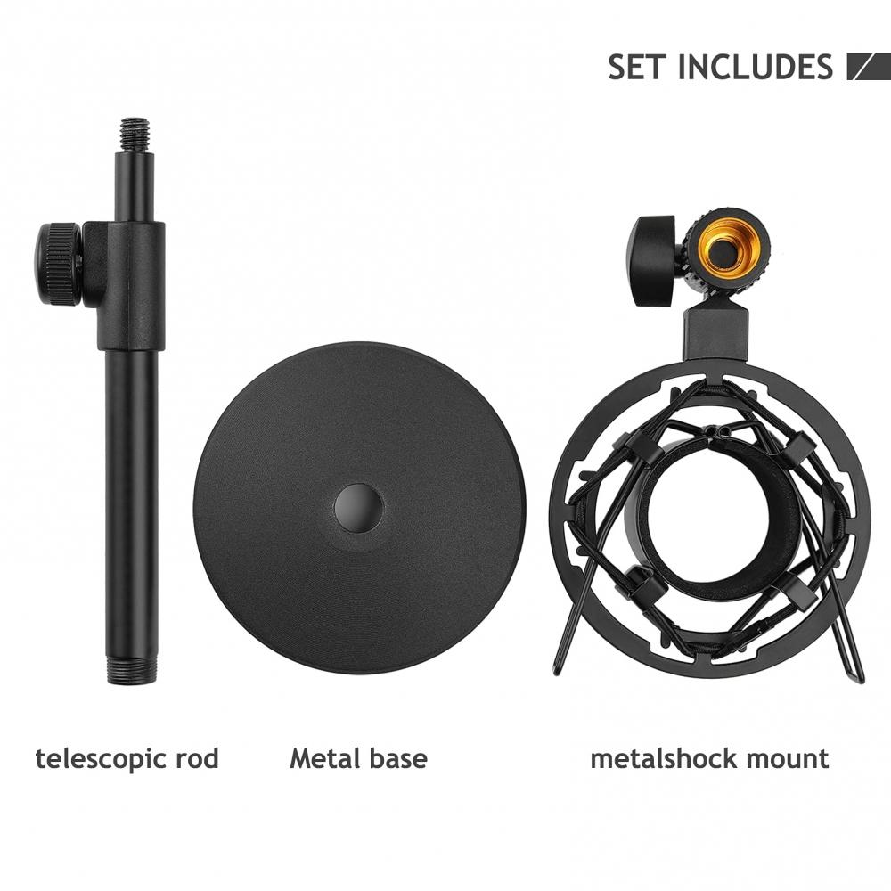 Frgyee AT2020 Desktop Microphone Stand Adjustable Table Mic Stand Microphone Shock Mount for Audio-Technica AT2020 AT2020USB+ AT2035 ATR2500 Condenser