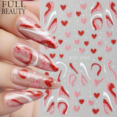 Nagelaufkleber, Schmetterlings-Herz-Design, selbstklebende Slider-Abziehbilder, Nagelkunst-Aufkleber, Maniküre-Dekorationen