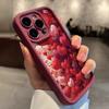 High-End Shiny Heart-Shaped High-Tube Phone Case in Burgundy, Suitable for iPhone 17, 16, 15, Plus, Pro, Max Series Phones - Ideal for Gifting
