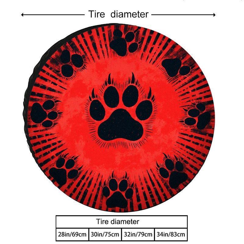 Red Flame Paw Print Tire Cover Durable Polyester Spare Wheel Protector for SUVs and Off-Road Vehicles