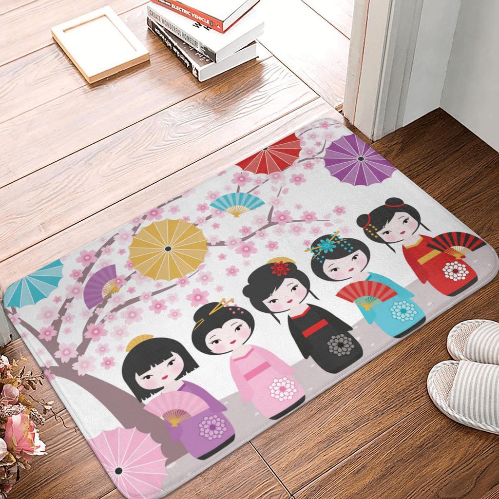 Japanese Sakura Flowers Cherry Blossoms Doormat Mat Anti-Slip Bath Kitchen Bedroom Rug Carpet 40*60cm