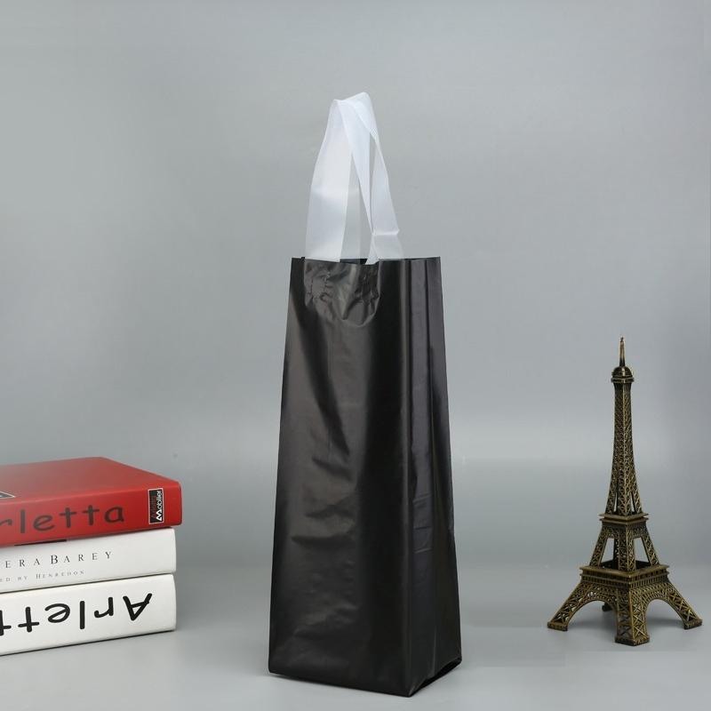 Reusable Red Wine Tote Bag Single Wine Packaging Tote Thickened PE Hotel Universal Pouch Load Bearing and Durable Plastic Bag Black packaging pouch
