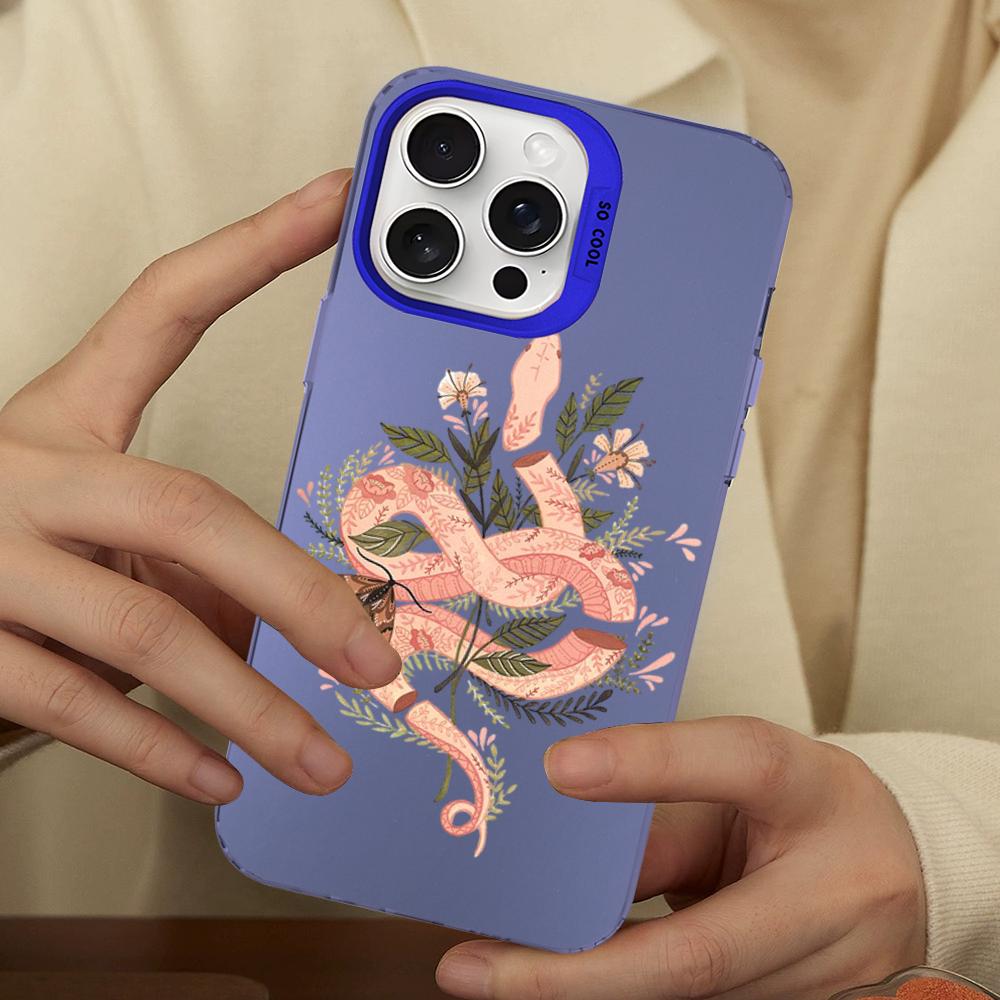 Snake Flower Snake Painting Phone Case For IPhone 16 15 14 13 12 11 Pro Max X XR XSMAX 8 7 Plus Matte Shockproof Back Cover