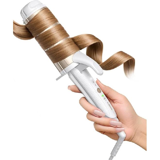 Dual-Voltage Curling Iron: 110V-240V 1 1/2 Inch Ceramic Wide Barrel 2-in-1 Curling Iron for Shoulder to Armpit Length Hair - Europe Travel for Soft 2″ - Armpit to Mid Back золотой