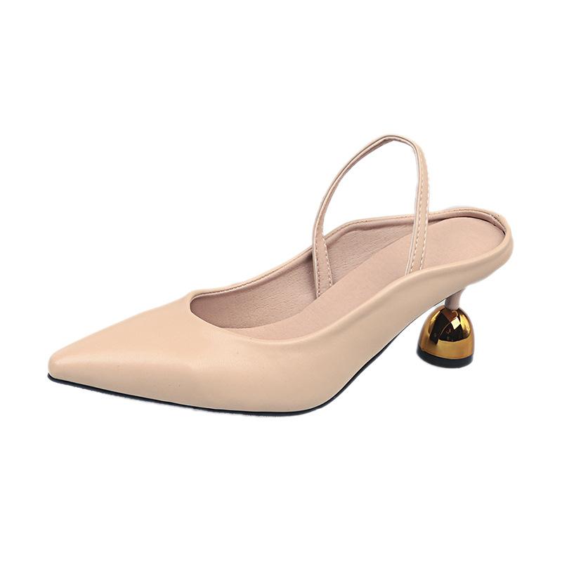 French high-end temperament sandals 22 beautiful new one-word bag head with skirt high-heeled single shoes