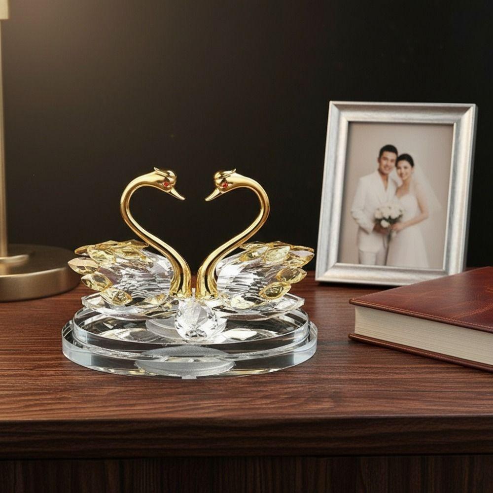 -encrusted Swan Figurines Exquisite Crystal Home Decoration Glass Swans  Car Interior