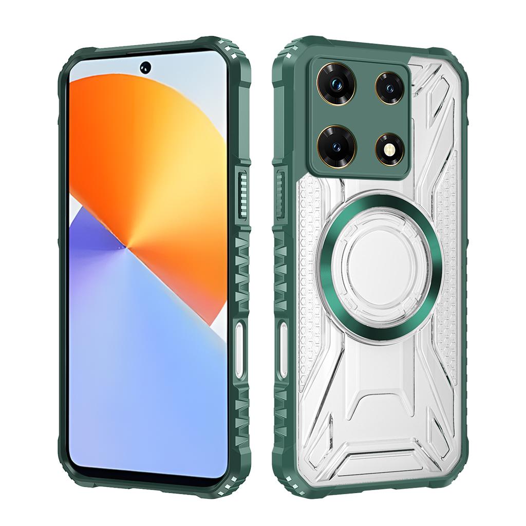 For Infinix Note 30 Pro 4G Rugger Armor Hard PC TPU Case,HD Clear CD Magnetic Design Hard Back Cover
