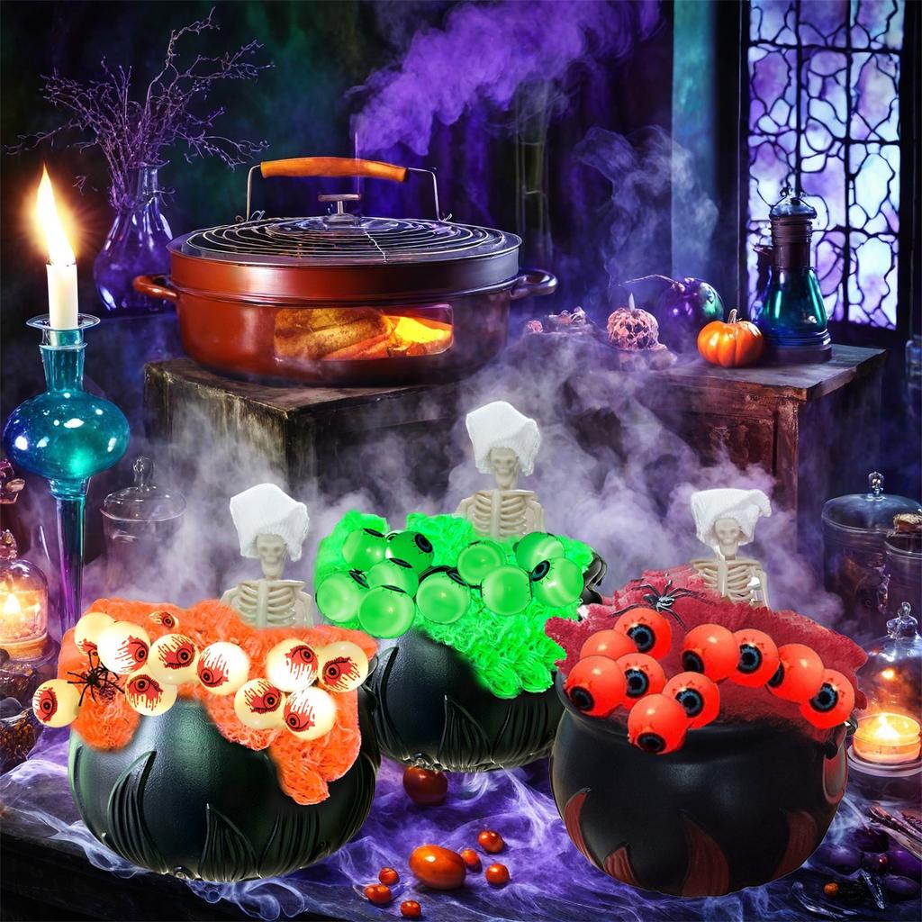Halloween Evil Bubble Pot Decoration Horror Eyeball Witch Pot Halloween Fireplace Table Decoration