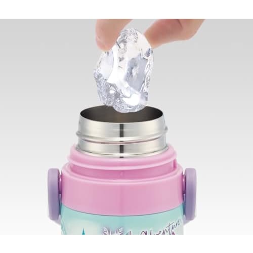 Skater Children's Water Bottle, 2-Way, Straw/Cup/400ml Capacity, Disney Frozen Design, Size 25, Girls', Stainless Steel, Lightweight, Insulated, Small