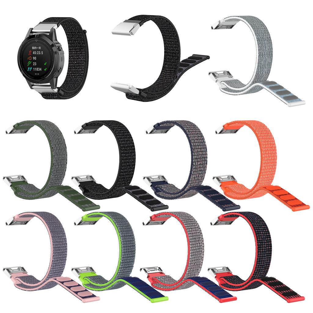 For Garmin Forerunner 570 47mm/Fenix 8 47mm/Fenix 7/Fenix 6/Fenix 5 Loop Fastener Nylon Smart Watch Strap Wristband